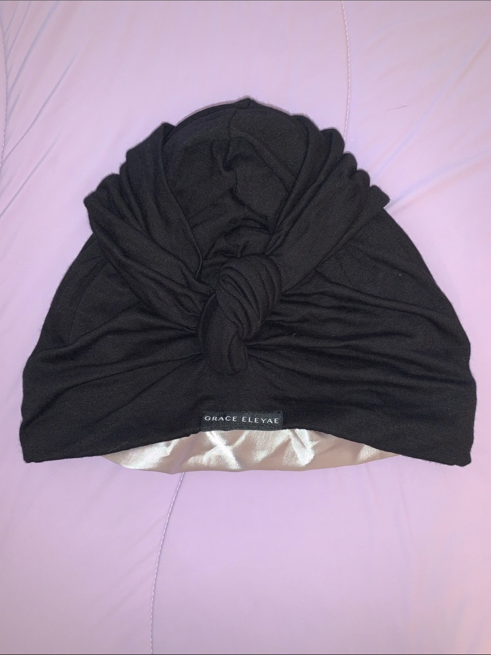 Grace Eleyae Black Knot Turban with Satin Lining